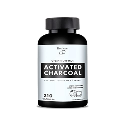 Honieve Charcoal Pills 800Mg | Activated Charcoal From Coconut Shells | 100% Natural Detox Cleanse | Gas & Heartburn Relief #TOP3