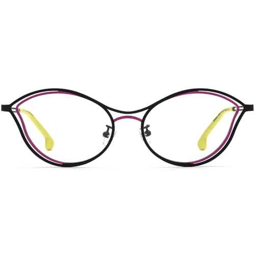 Image of FONEX Colorful Pure Titanium Glasses Frame Women Retro Round Eyeglasses