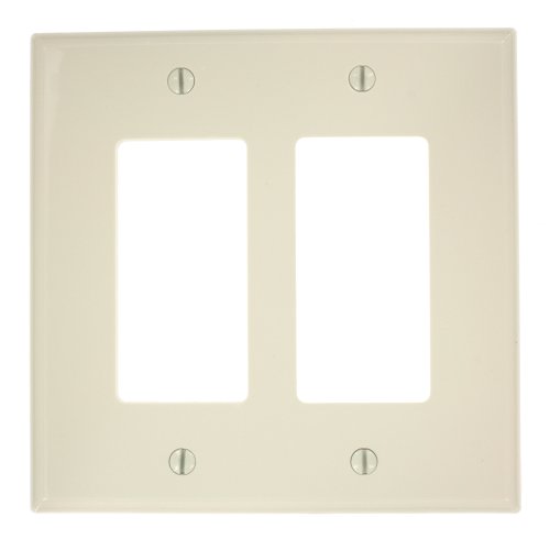 Image of Leviton 2-Gang Decora /GFCI Device Wallplate, Midway Size, PJ262-T, Light Almond