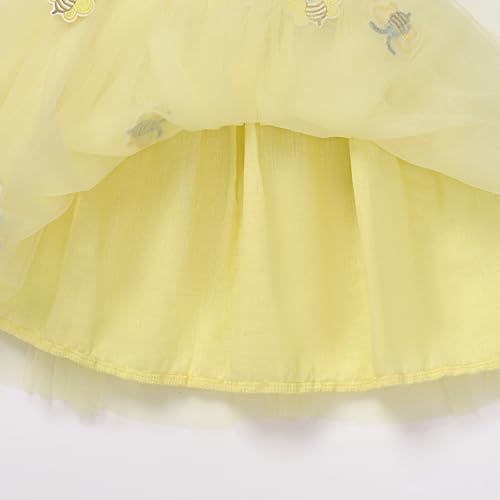 OBEEII Toddler Girls Summer Tulle Tutu Dress Bee/Strawberry/Butterfly Birthday Party Smocked Cute Ruffle Tiered Dress4