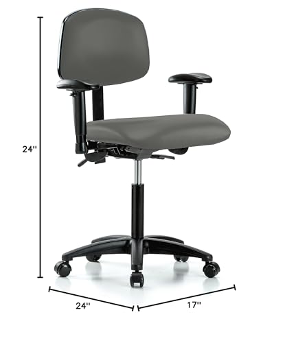 Image of Perch Multi-Task Office Chair with Adjustable Armrests | Medium Bench Height 20-27 inch | Charcoal Vinyl