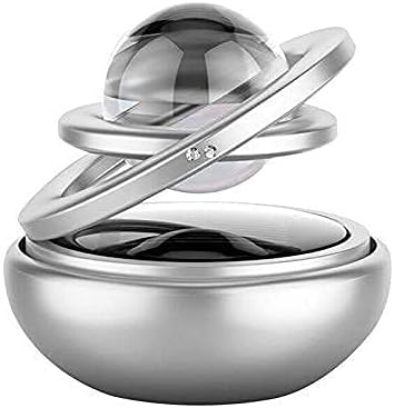 The Great Indian Store Metal Body Solar Powered Rotating Black Solar Crystal Car Air Freshener, Silver, 1, SMALL