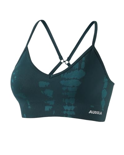 Image of AUROLA Serpent Seamless Sports Bras for Women,Backless Padded Strappy Workout Gym Yoga Crop Tops