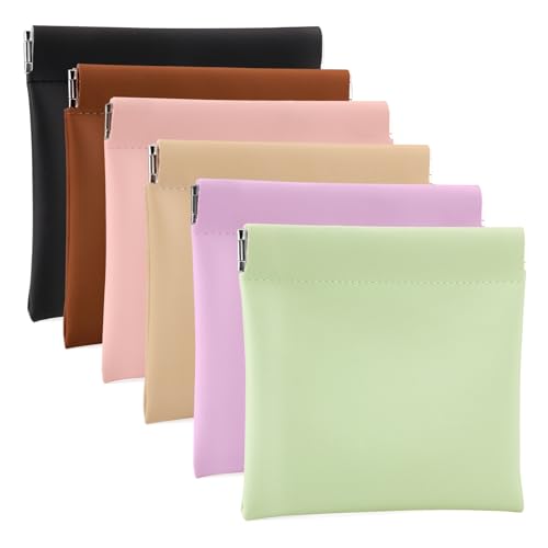 Image of BUSOHA Small Makeup Bag for Purse, Mini Portable Cosmetic Bags for Women, Coin Purse Lipstick Cosmetic Accessories Organizer, Small Travel Kit Storage Pouch, Black+Brown+Yellow+Pink+Green+Purple, 4.7