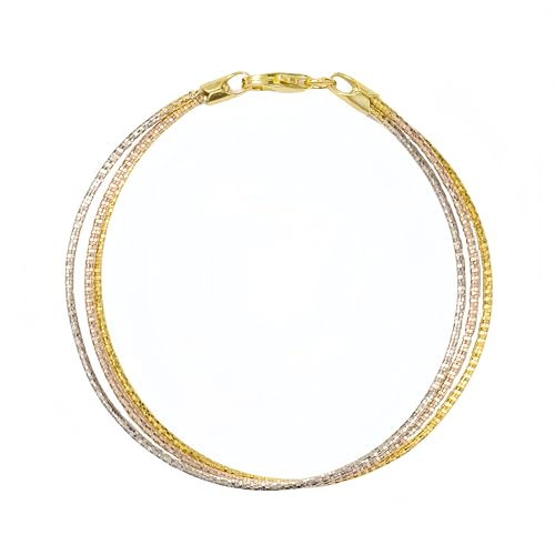 925 Sterling Silver Tri-color Stackable Bracelet for Women | Silver,