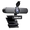 oddkont Full HD 1080P Webcam mit Mikrofon & Objektivabdeckung, USB Webcam für PC,Automatische Lichtkorrektur, Plug & Play, 92 ° Sichtfeld Streaming Kamera für Linux, Win10, Mac OS