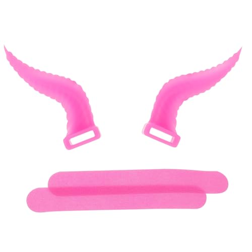 CONGARTENO Halloween Horns Headphone Attachment for Over Ear Gaming Headsets Ox Horns Decoration with Hook and Fastener and Flexible Cosplay Accessory in Night Glow Rose Red