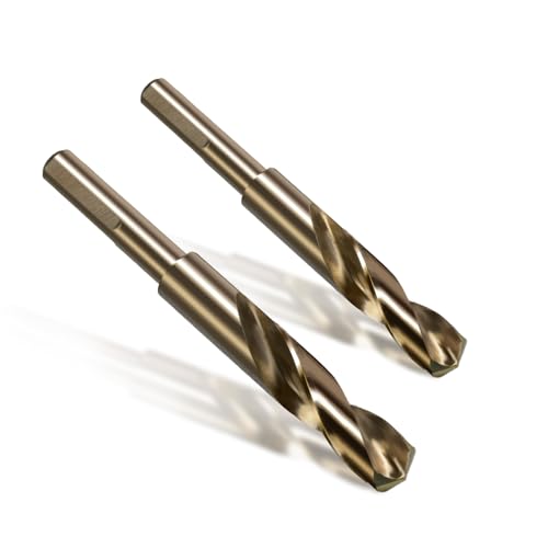 BECOLLO 3/4 Cobalt Drill Bit 1/2 Reduced Shank with 3-Flats Suitable for Drilling in Hard Metal Stainless Steel Cast Iron 2 Pieces