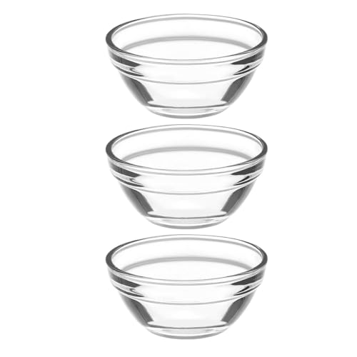 NIYANGLE 3 Cuencos Pequeños de Vidrio para Pudín, Vasos de Gelatina Resistentes al Calor, Tazones Multifuncionales para Postres y Aperitivos, Aptos para Hogar y Cocina