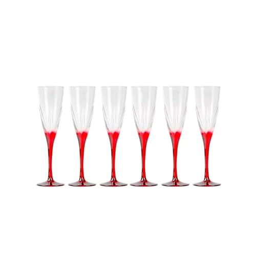 Copas para champán de cristal Luxion resistente Avilia con un diseño sofisticado de pie rojo 8