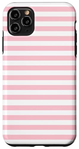White and Pink Stripes Geometric Horizontal Lines Pattern X}zP[X iPhone 11 Pro Max p