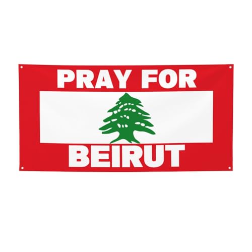 Bannière Beirut avec support drapeau extérieur résistant 2x4 pieds