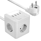 【Regleta con luz nocturna】: este enchufe múltiple es una combinación de regletas USB y luces nocturnas. La parte superior del enchufe tiene luz nocturna, la luz nocturna no deslumbra, la luz es suave y no deslumbra, por lo que es más conveniente para usted levantarse por la noche y no tener que buscar el enchufe, solo necesita tocar el encienda el enchufe superior del cubo para encenderlo.