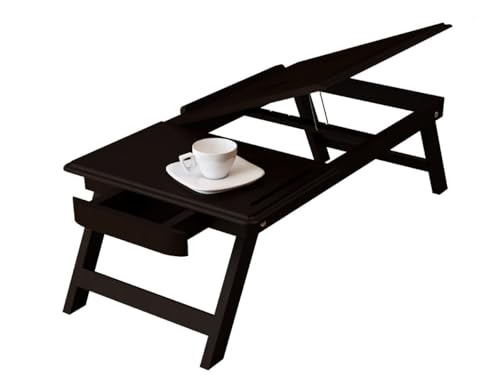 Image of Wooden Finish Standard Multi-Purpose Foldable Portable Bed Table. (Black)