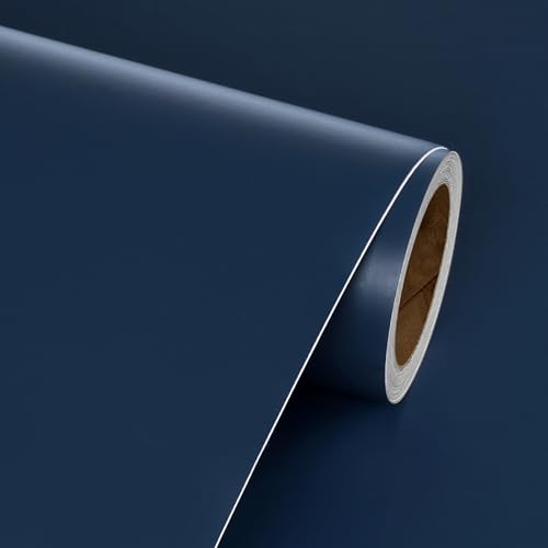 Livelynine 24 inch wide navy blue peel and stick wallpaper for a seamless cabinet finish