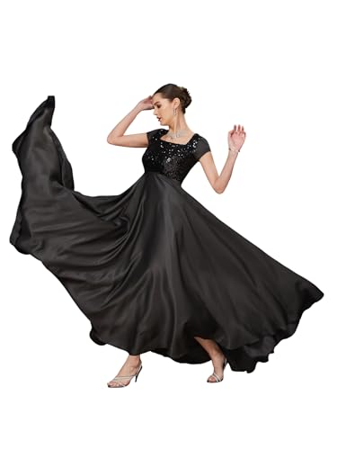 Image of Miss Chase Women's Round Neck Sleeve Embellished Fit Flare Maxi Dress
