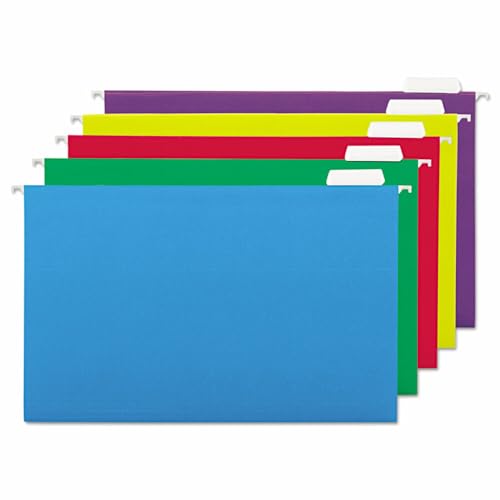 Universal 14221 Hanging File Folders, 1/5 Tab, 11 Point, Legal, Assorted Colors (Box of 25)