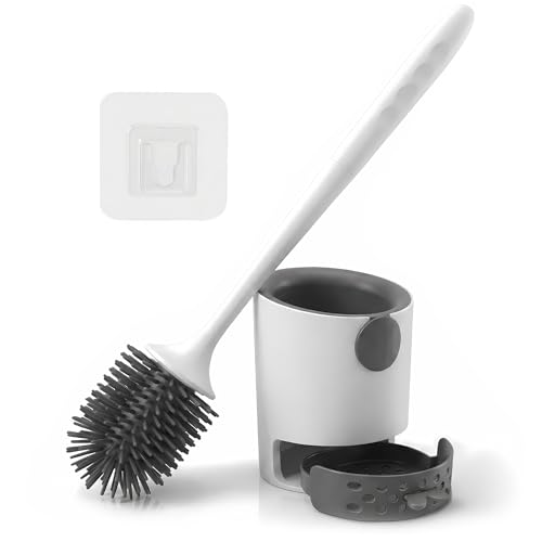 Escobilla De Baño Silicona Naicok Escobilla Wc Silicona Adhesiva Sin Taladro Para Pared Con Soporte Ventilado De Secado Rápido, Diseño Higiénico Minimalista