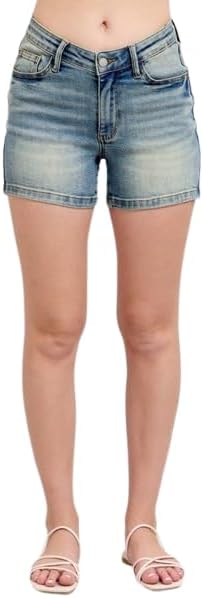 Judy Blue Women's V-Front Vintage Wash Shorts Plus Size