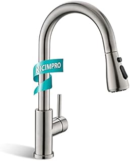 Kicimpro Kitchen Faucet with Pull Down Sprayer Brushed Nickel, High Arc Single Handle Kitchen Sink Faucet with Water Lines, Commercial Modern rv Stainless Steel Kitchen Faucets, Grifos De Cocina
