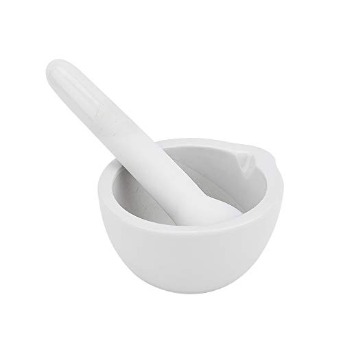 TONVER - Mortero de porcelana y pilón con boquilla para verter, juego tradicional de triturador de porcelana para granos, especias, hierbas, pastillas