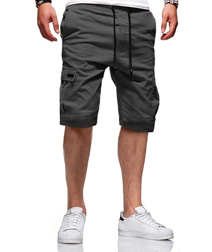 JACKETOWN Pantalones Cortos Para Hombre, Cargo Para Hombre, Algodón Tipo Bermuda, Casuales De Verano, Cintura Elástica