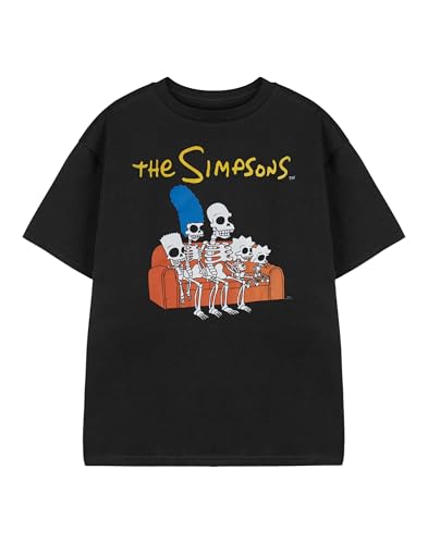 Vanilla Underground The Simpsons - Camiseta de manga corta con cuello redondo para niños, diseño de esqueleto negro, ropa de programa de televisión animado para niños y adolescentes, camiseta casual