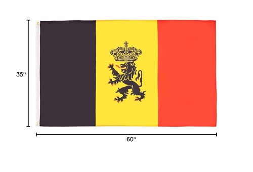 Image of AZ FLAG - Belgium Coat Of Arms Flag - 3x5 Ft - 100D Polyester Belgian With Lion Banner with Two Metal Grommets - Fade Resistant - Vivid Colors - 3' x 5' Feet - 150x90 Cm