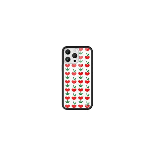 Image of Wildflower Cases - Compatible with iPhone 16 Pro Max | Protective Black Bumper, 6.5ft Drop Test Certified, Women Owned Small Business | Red Hearts Green Dainty Aesthetic Cute Trendy | Love Blooms