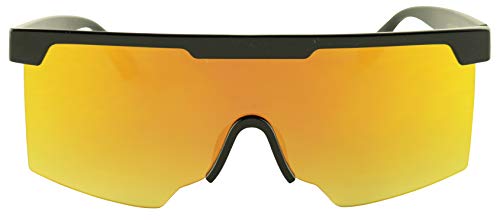 ShadyVEU Oversized Futuristic Flat Top Half Frame Retro Mirrored Colored Sunglasses3