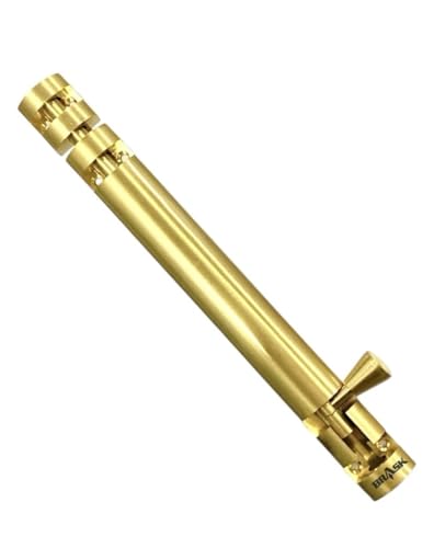 Image of inchBRASK inch Brass Tower Bolt Xylo Heavy - Golden Satin Finish with Screws | Door Latch - Chitkani for Doors & Windows | Xylo Heavy Tower Bolts | Kundi /Chitakni /Latch /Chitkini (8 Inches, 1, Piece)
