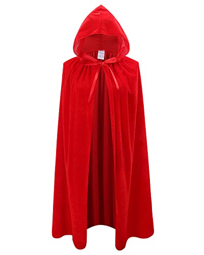 OurLore Kids Velvet Cape Cloak With Hood Unisex-Child Cosplay Halloween Christmas Costume (Red 60cm/23.6inch)