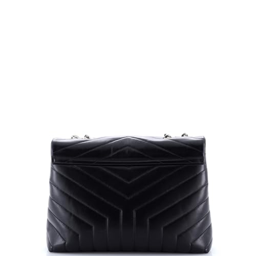 Saint Laurent, Pre-Loved Loulou Shoulder Bag Matelasse Chevron Leather Medium, Black3