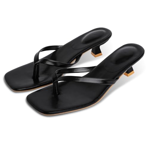 Women's Kitten Heels Sandals Square Open Toe Flip Flop Summer Fashion 1.8-2 Inch Low Heels Sandals for Party Beach3