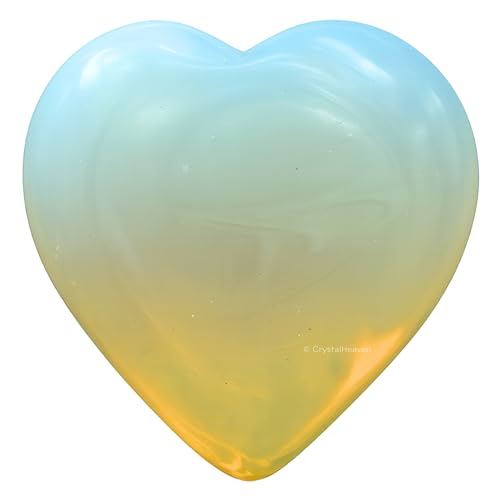 Image of Crystal Heaven Opalite Crystal Heart Palm Pebbles Stones For Anxiety Stress Relief Massage - Aaa Grade Original Healing Gemstone Agate Heart Palm Stone For Yoga Meditation Spiritual
