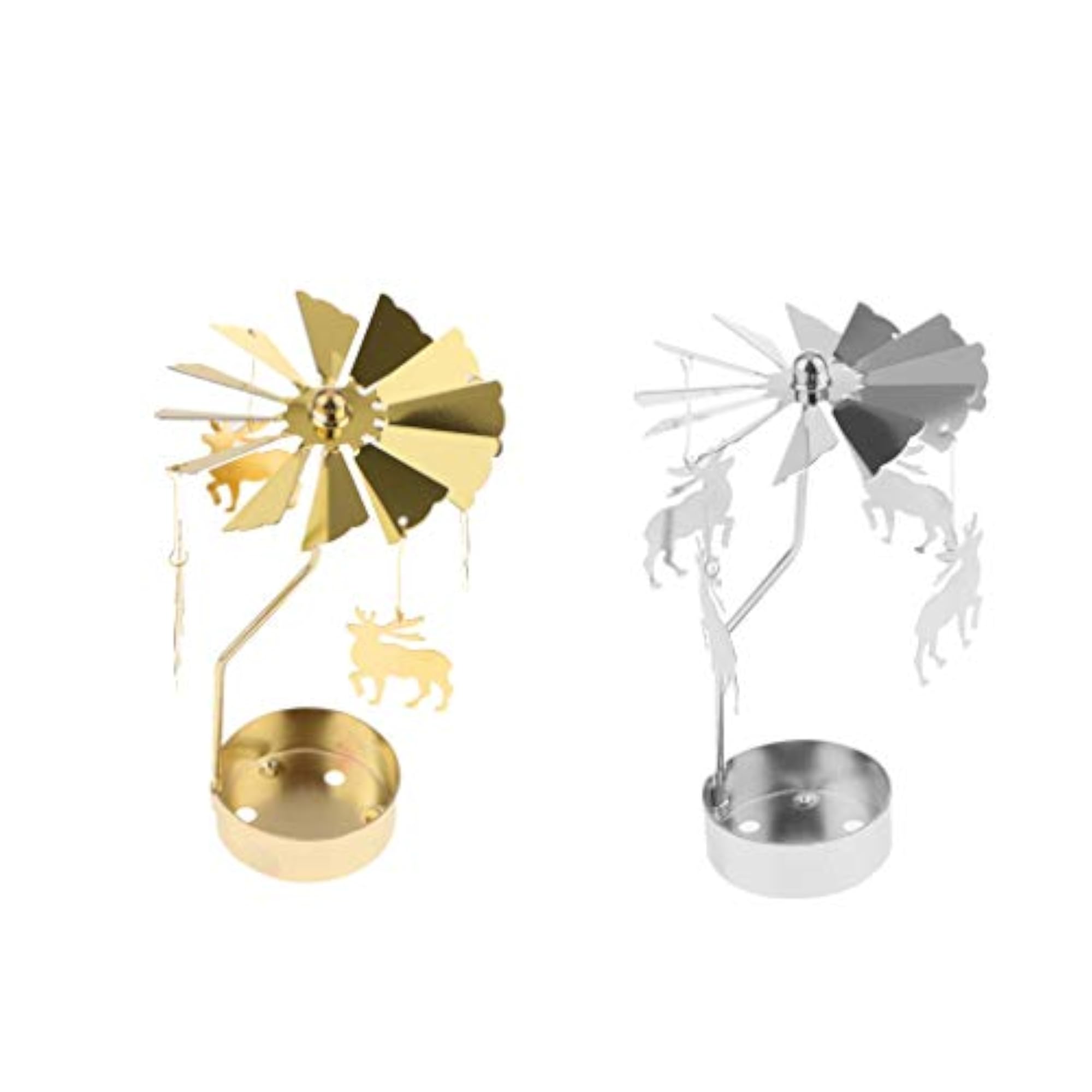 2pack Christmas Decor Rotating Candle Tea Light Holders, Deer