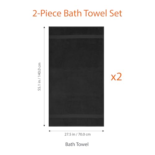 Amazon Basics 2 Bath towel for bathroom, Fade Resistant 100% Cotton Bath Towels, soft absorbent, 2-Pack (70x140 cm), Black - 5