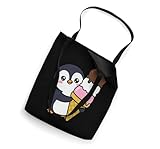 Cute Penguin Hugging Ice Cream Cone Kawaii Cartoon Sweet Art Tote Bag