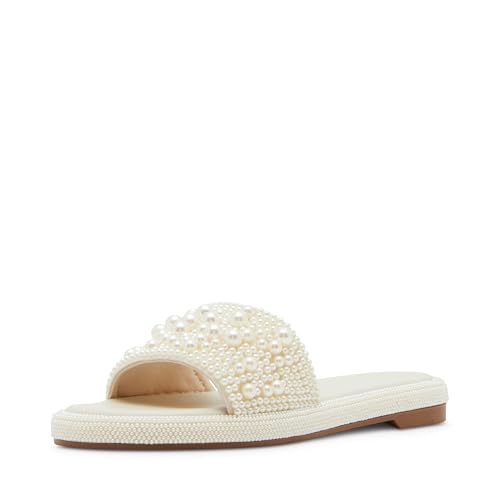 Madden Girl Women's Amorre Flat Sandal, Pearl, 7.5