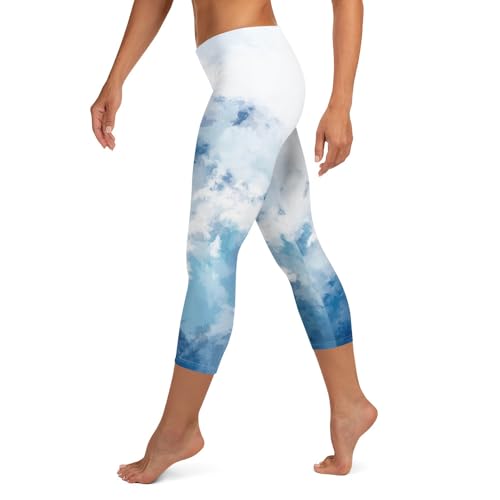 Legging capri bleu clair en tissu extensible pour vos séances de yoga et pilates