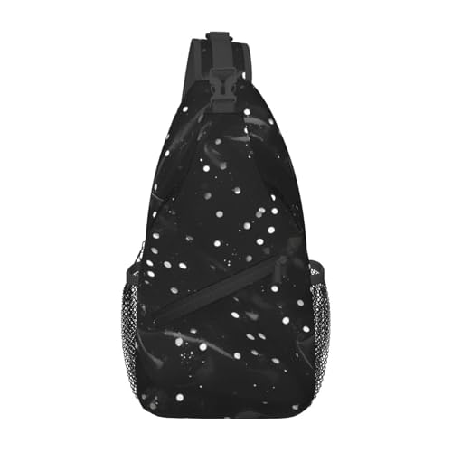 Mochila bandolera unisex negra con brillo para running y senderismo