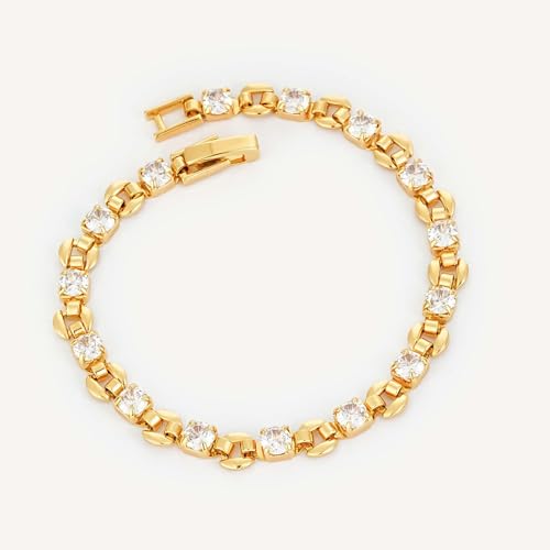 Image of MEVECCO Bracelet for Women 14K Gold Plated Dainty Chain Simple Jewelry Cute Handmade Minimalist for Her