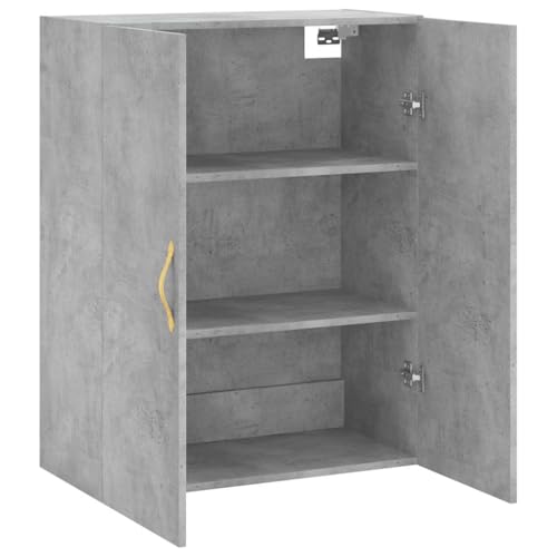 Armario de pared gris hormigón de madera flotante con puertas funcionales 7