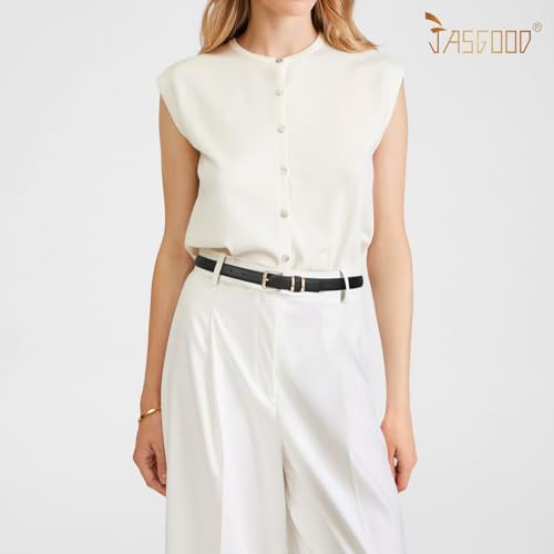 JASGOOD 3 Pack Women's Leather Belts for Jeans Dress Pants Trendy Belts with Gold Buckle3