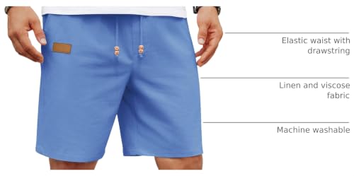 Image of COOFANDY Mens Casual Linen Shorts Elastic Waist Drawstring Loose Fit Summer Beach Vacation Shorts with Pockets