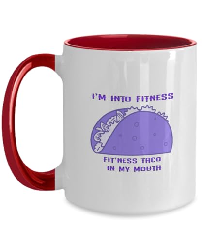 AMISK CREATIVES Funny Taco Mug, Im Into Fitness Taco Kitchen, Fitness Funny Taco Themed Saying Gym Gift Two Tone