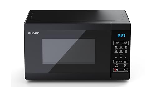 SHARP Microondas YC-MS02E-B (800 W, 20 L, 11 niveles de potencia, función eco, descongelación, seguridad infantil), color negro