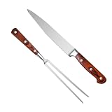 Edelstahl Grillgabel und Messer mit Holzgriff, Kaffee