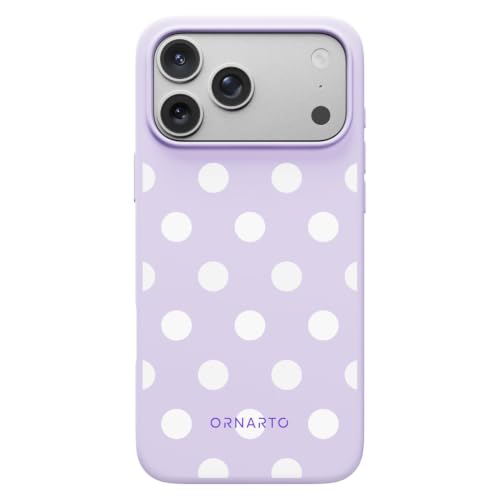 Image of ORNARTO for iPhone 17 Pro Max Case, Liquid Silicone, Purple White Polka Dot | 4-Layer Liquid Silicone Rubber, Soft Touch Feel, Slim Shockproof Case, Raised Edges, Anti-Scratch, Microfiber Lining
