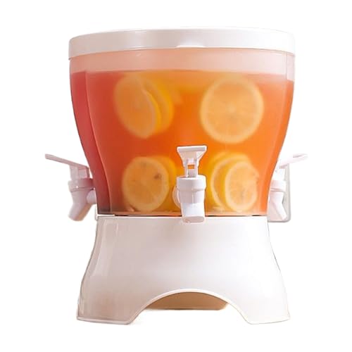 Dispensador de agua del refrigerador: dispensadores de bebidas grandes para fiestas, jarra de compártzas con espiga, recipiente de agua giratoria a prueba de fugas para té helado, de limonad